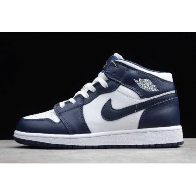 Nike Air Jordan 1 Mid Obsidian / Metal Altın Basketbol Ayakkabısı Türkiye - AC9MWBDU